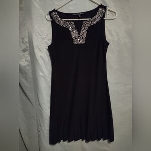 White House Black Market Black Dress with Silver Embellishments